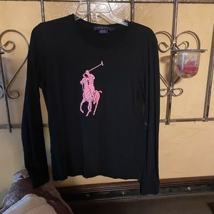 Pink polo long sleeve tee. Cute casual comfy
